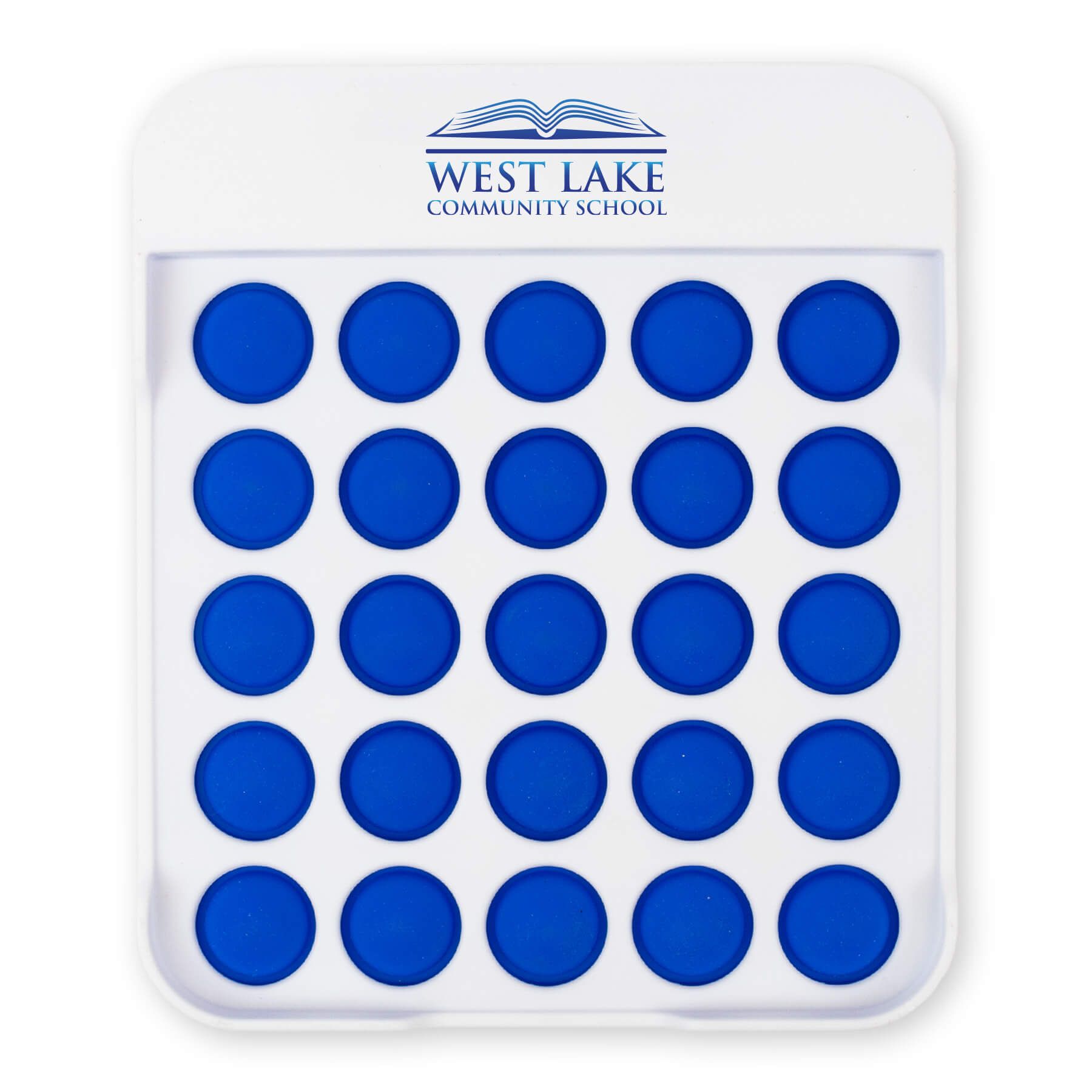 White with Royal Blue Buttons - Imprinted